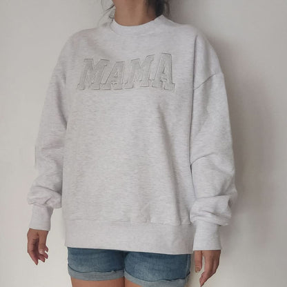 Oversized Mama Waffle Embroidery Sweatshirt - 4 Colors - AT NOON STORE