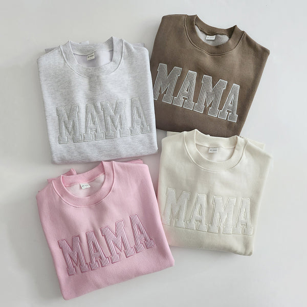 Oversized Mama Waffle Embroidery Sweatshirt - 4 Colors