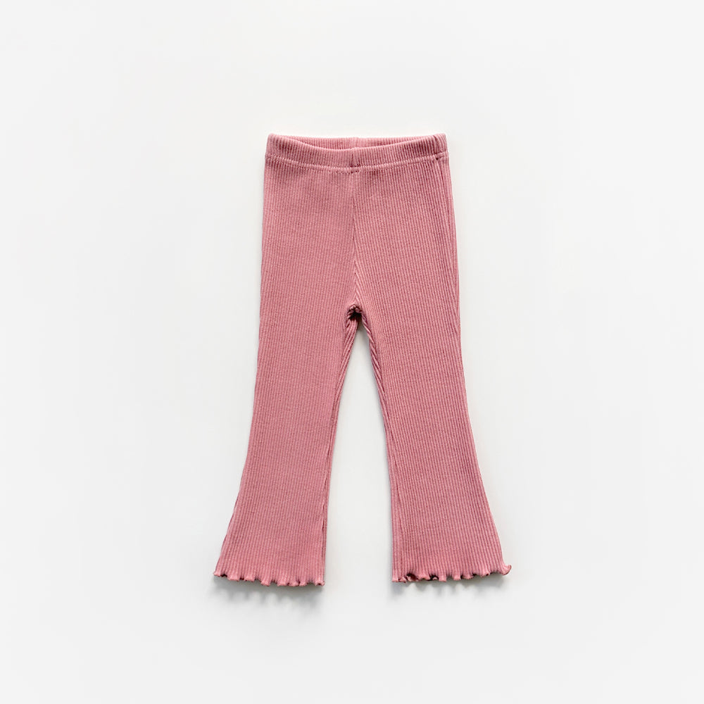 Kids Lettuce-edge Ribbed Flare Pants (2-9y) - 6 Colors - AT NOON STORE