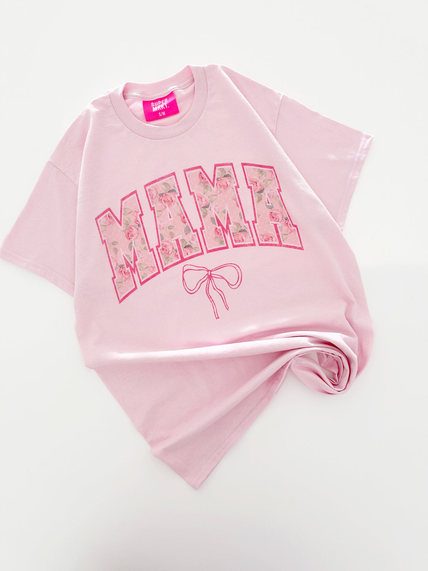 Women's Rose MAMA Bow Oversized Graphic Tee - 2 Colors - AT NOON STORE