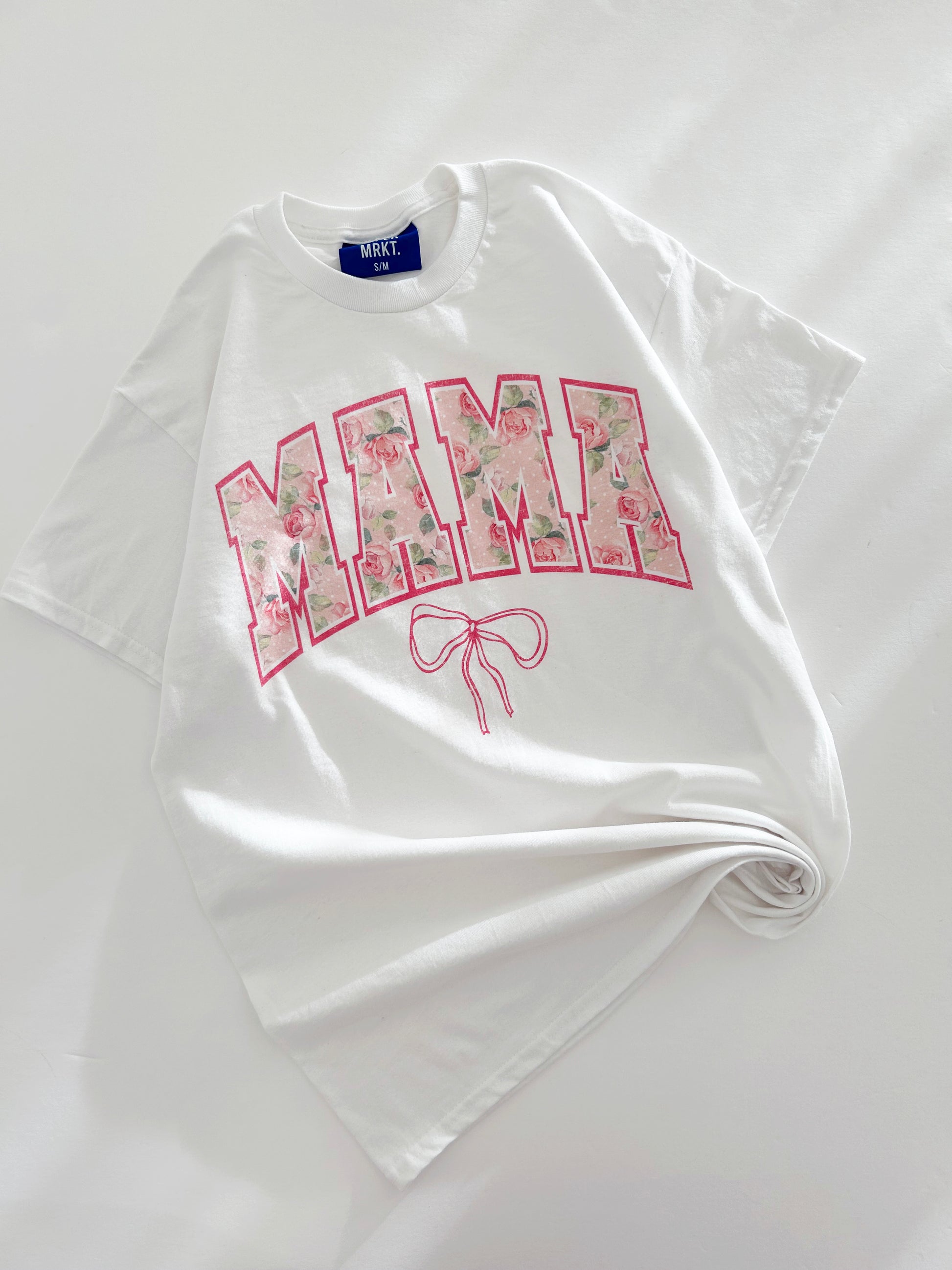 Women's Rose MAMA Bow Oversized Graphic Tee - 2 Colors - AT NOON STORE