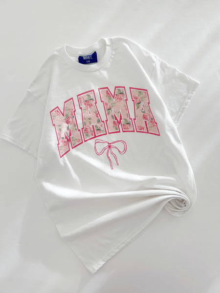Women's Rose MAMA Bow Oversized Graphic Tee - 2 Colors