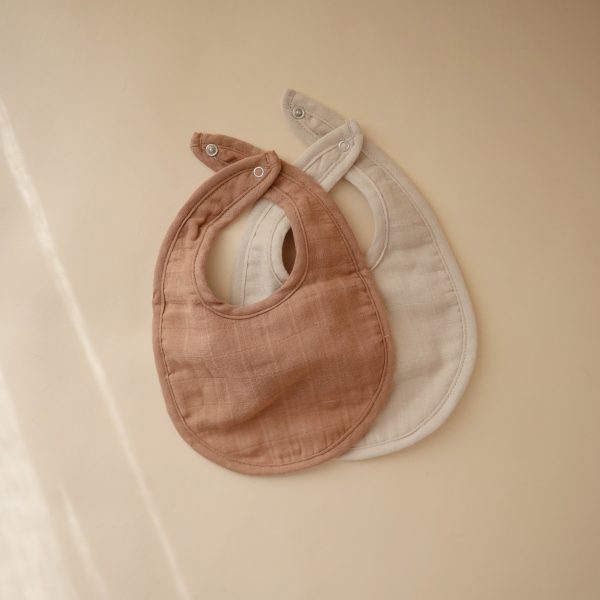 Muslin Bib 2-Pack (Tan/Fog) - AT NOON STORE