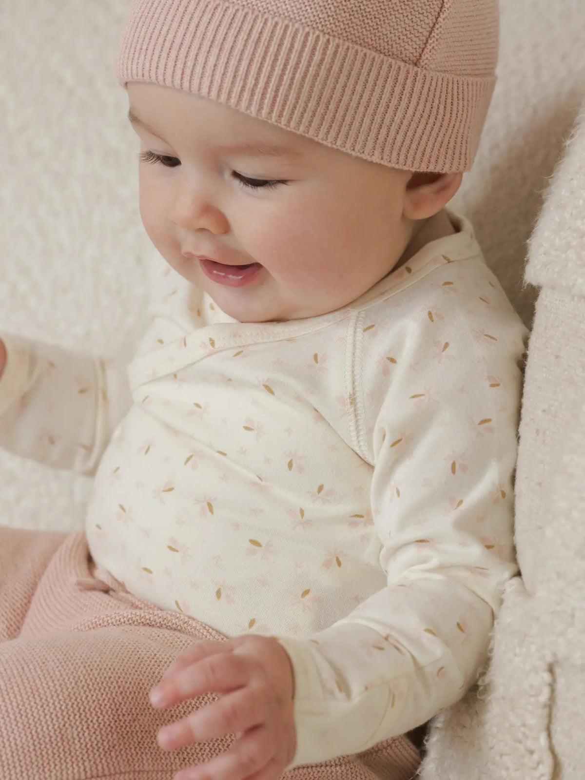 Baby Quincy Mae Side Snap Bodysuit Fleur (NB~6m) - Ivory