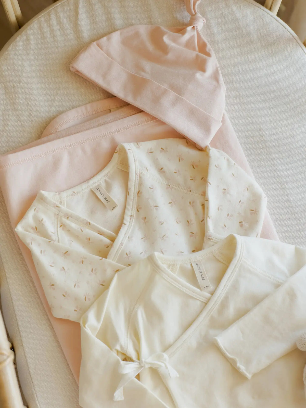 Baby Quincy Mae Side Snap Bodysuit Fleur (NB~6m) - Ivory