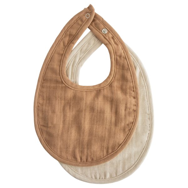 Muslin Bib 2-Pack (Tan/Fog) - AT NOON STORE