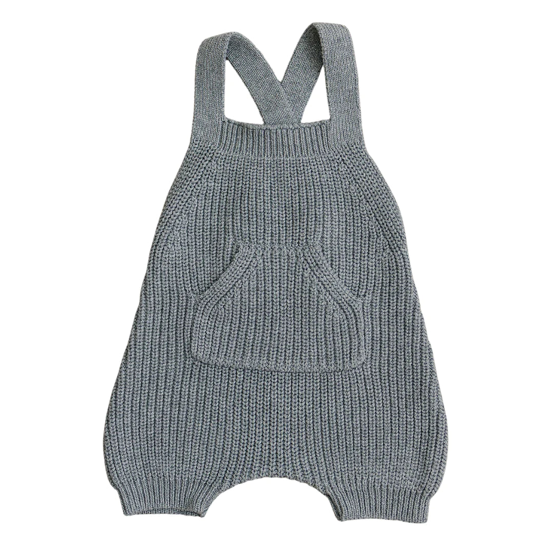 Grey Pocket Knit Overalls (3-24m) - AT NOON STORE