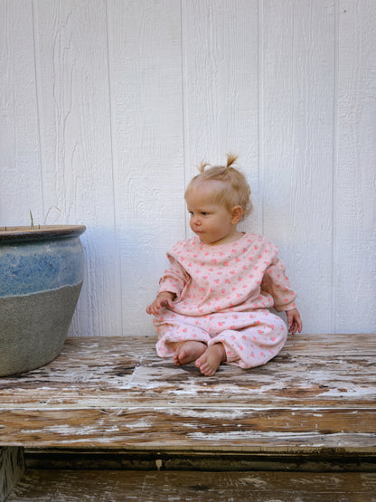 [At Noon Original Design] Kids Floral Waffle Top and Jogger Pants Set (1-6y) - 2 Colors