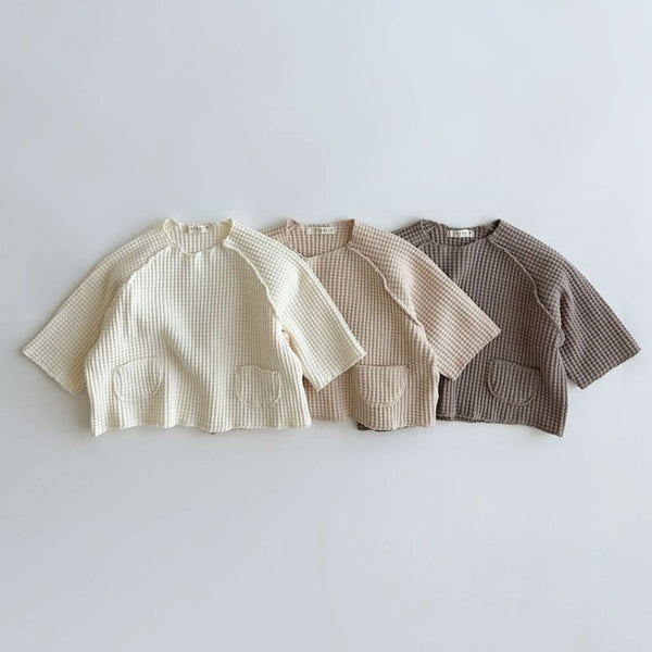 Toddler Anggo Long Sleeve F23 Double Pocket Waffle Tee (1-6y) - 3 Colors