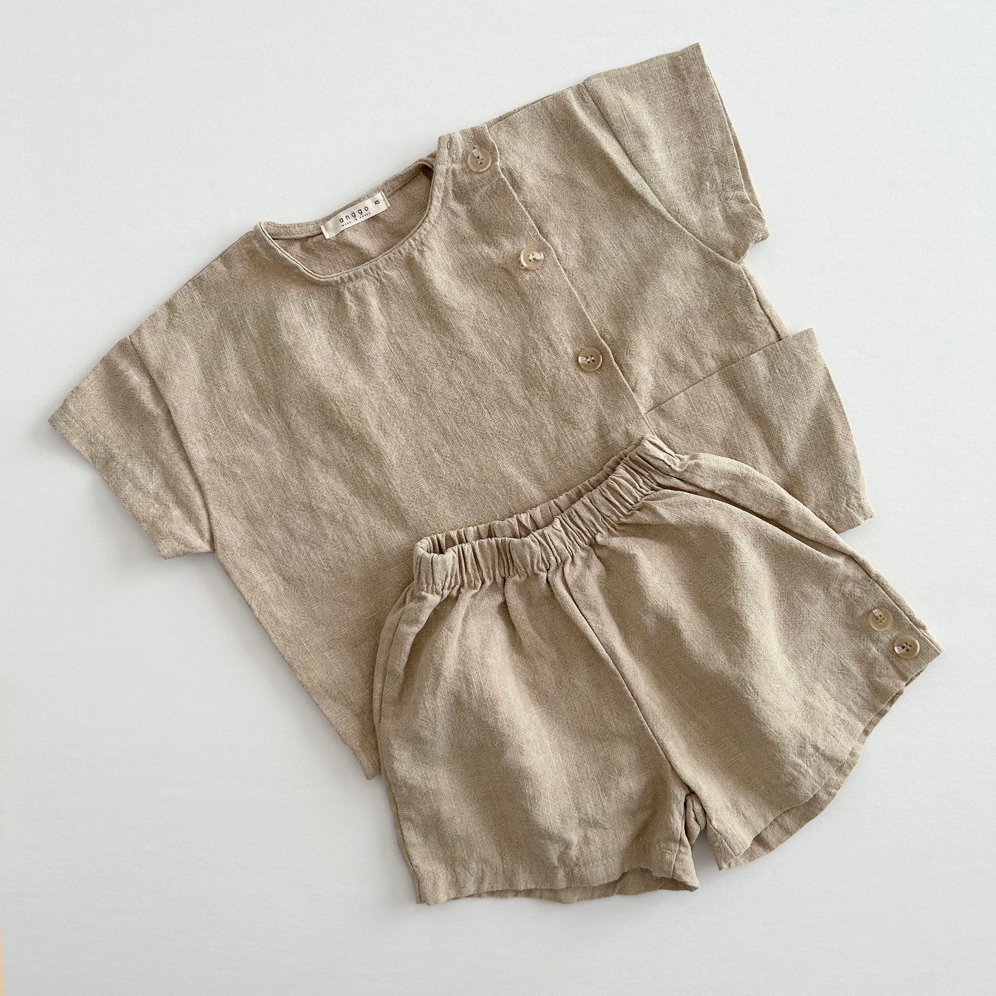 Toddler Anggo Short Sleeve Button Top and Shorts Set (1-5y)