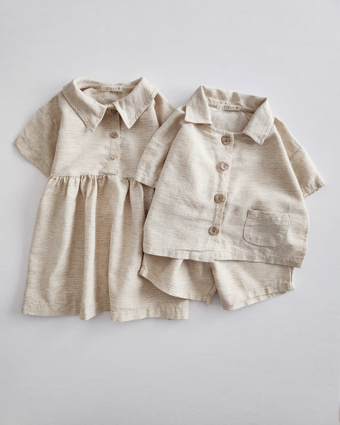 Toddler Anggo Short Sleeve Shirt Dress (1-3y) - AT NOON STORE