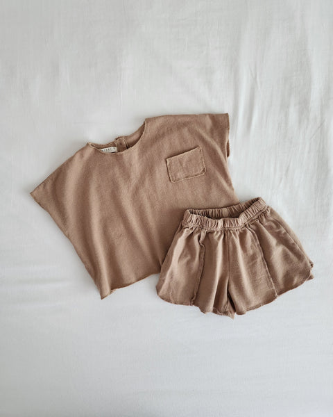 Toddler Anggo Short Sleeve Top and Shorts Set (1-5y) - 2 Colors