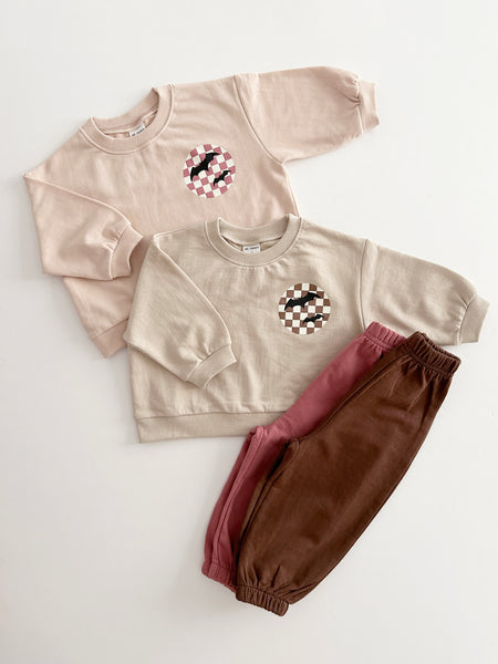 Toddler Bat Graphic Print Sweatshirt & Jogger Pants Set (6m-6y) - Brown
