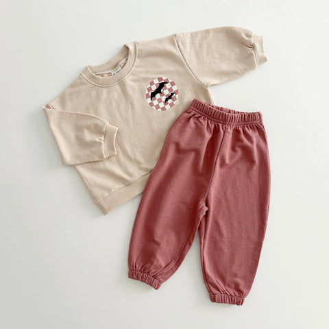 Toddler Bat Graphic Print Sweatshirt & Jogger Pants Set (6m-6y) - Berry
