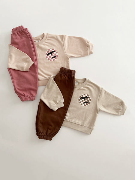 Toddler Bat Graphic Print Sweatshirt & Jogger Pants Set (6m-6y) - Brown