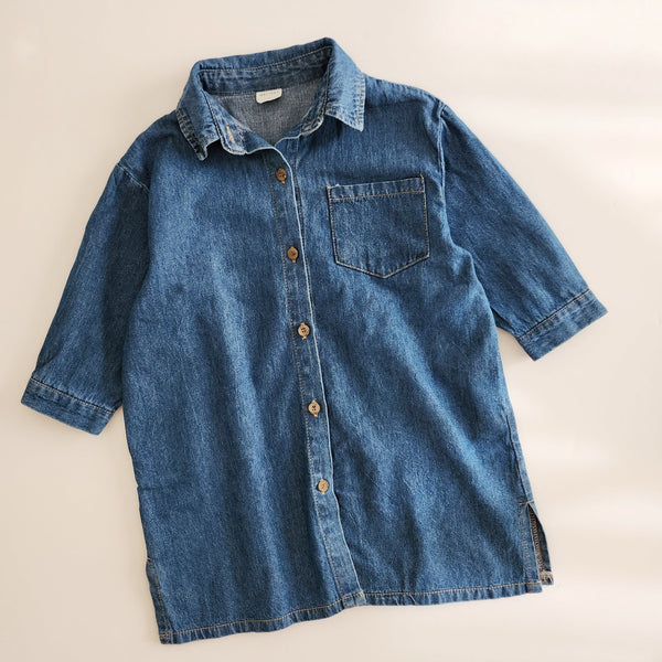Toddler Button Denim Dress (2-6y) - Blue