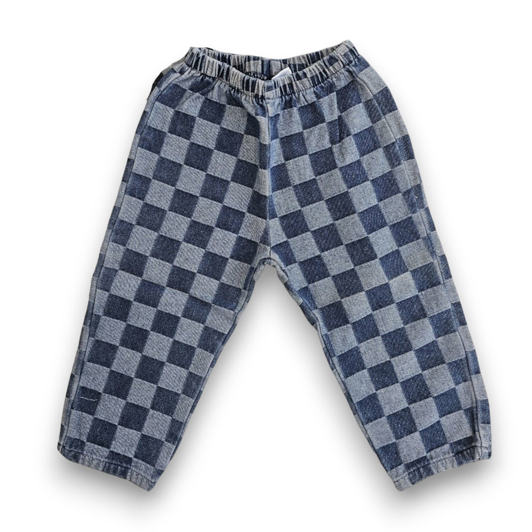 Toddler Checker Denim Pull-On Pants (2-6y) - Blue