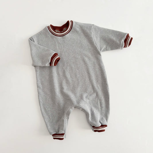 Toddler Contrast Trim Jumpsuit (1-3y) - Heather Grey - AT NOON STORE