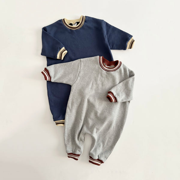 Toddler Contrast Trim Jumpsuit (1-3y) - Heather Grey