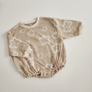 Baby Daisy Jacquard Sweater Romper (3-24m) - Beige