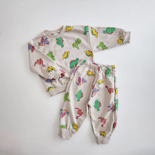 Toddler Dino Print Sweatshirt and Jogger Pants Set (1-6y) - AT NOON STORE