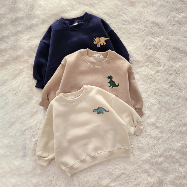 Toddler Dinosaur Embroidery Brushed Cotton Sweatshirt (1-6y) - 3 Colors