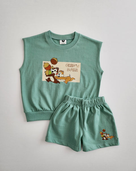 Toddler Disney Friends Print Sleeveless Top and Shorts Set (2-6y) - 4 Colors - AT NOON STORE
