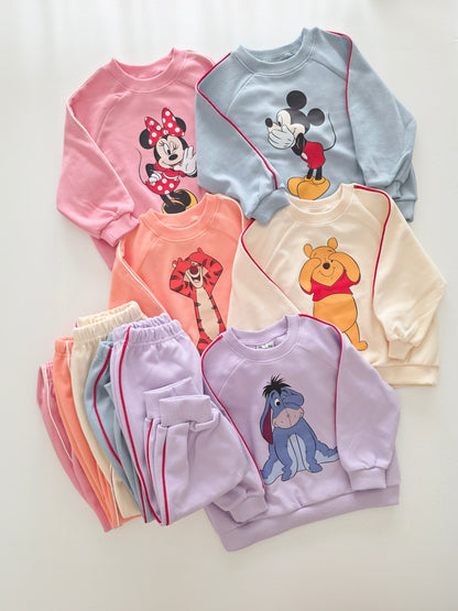 Toddler Disney Friends Piping Trim Sweatshirt and Jogger Pants Set (1-7y) - 5 Colors