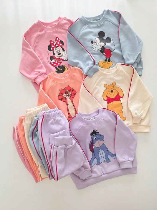 Toddler Disney Friends Piping Trim Sweatshirt and Jogger Pants Set (1-7y) - 5 Colors - AT NOON STORE