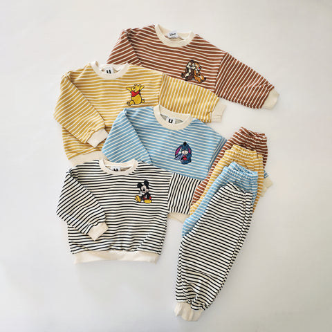 Toddler Disney Friends Stripe Sweatshirt and Pants Set (1-6y) -4 Colors