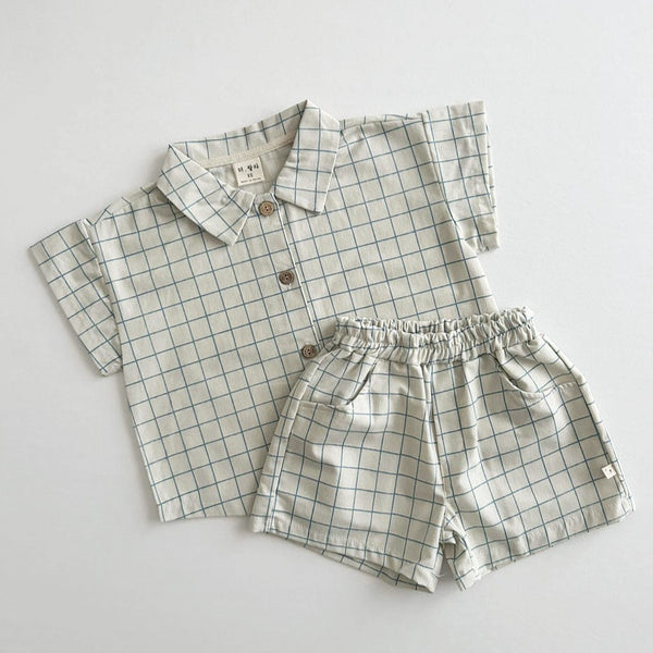 Toddler Lala Short Sleeve Shirt and Shorts Set (1-5y) - Blue  Check