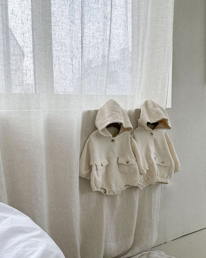 Toddler Long Sleeve Double Pocket Hooded Pullover (2-6y) - Cream - AT NOON STORE