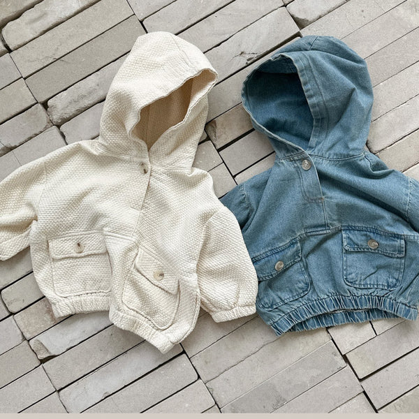 Toddler Long Sleeve Double Pocket Hooded Pullover (2-6y) - Cream
