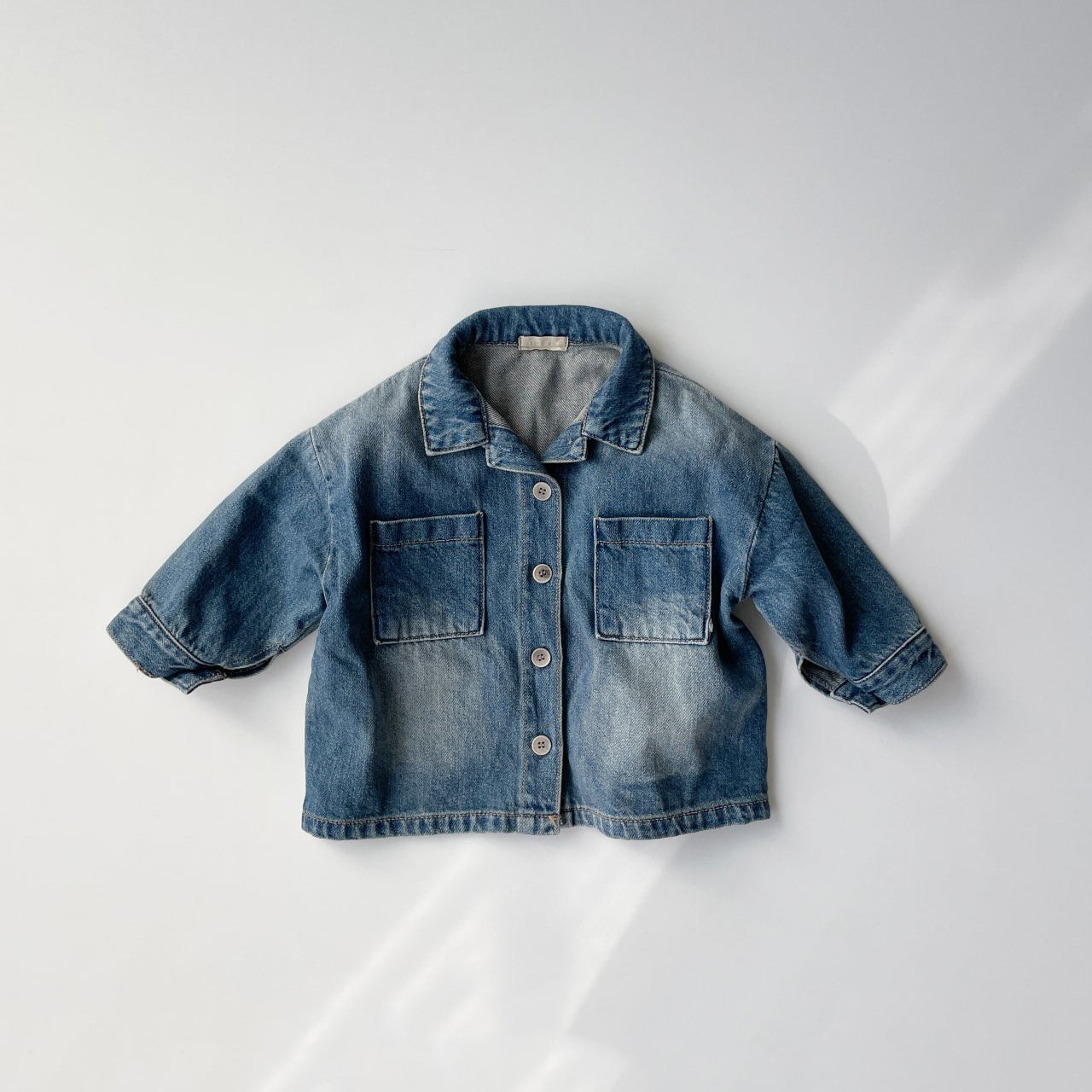 Toddler Long Sleeve Washed Denim Jacket (1-6y) - Blue - AT NOON STORE