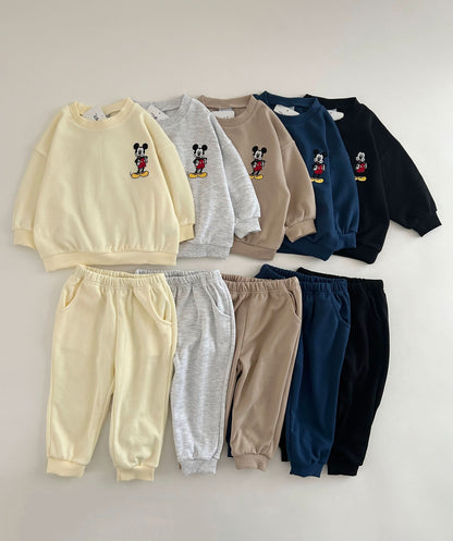 Toddler Mickey Mouse Embroidered Sweatshirt and Jogger Pants Set (15m-8y) - 6 Colors - AT NOON STORE