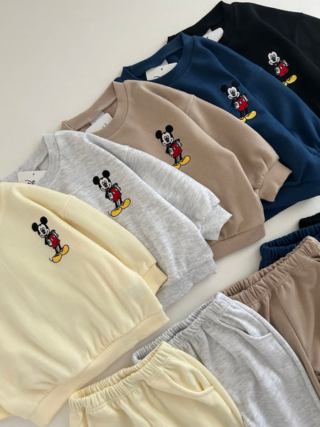 Toddler Mickey Mouse Embroidered Sweatshirt and Jogger Pants Set (15m-8y) - 6 Colors