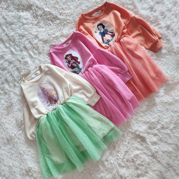 Toddler Puff Sleeve Princess Tulle Dress (15m-7y) - 3 Colors