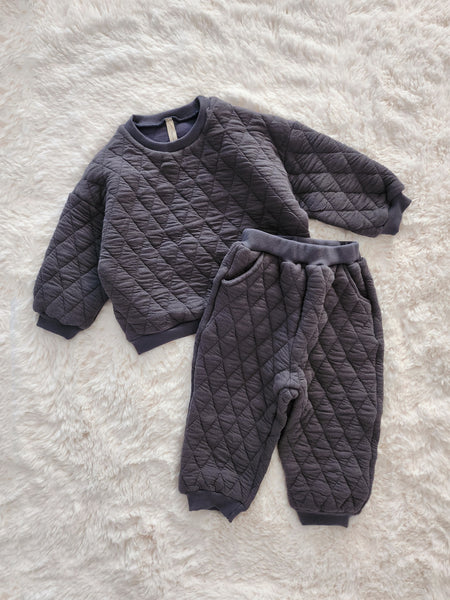 Toddler Quilted Top and Jogger Pants Set (1-6y) - 2 Colors