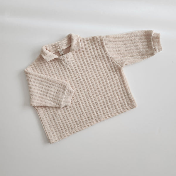 Toddler Rib-Knit Collar Sweater Top (1-6y) -  2 Colors