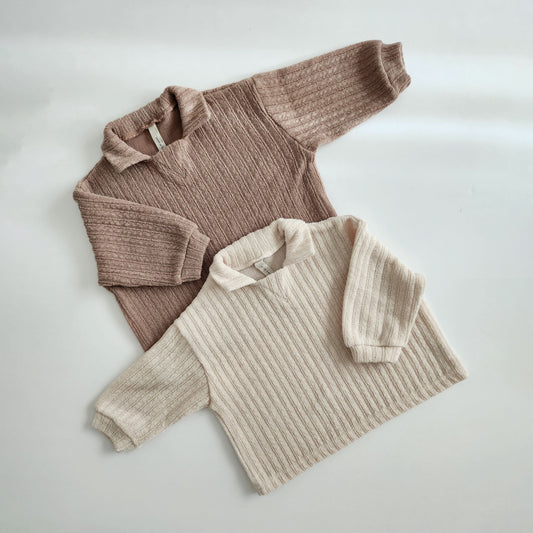 Toddler Rib-Knit Collar Sweater Top (1-6y) -  2 Colors - AT NOON STORE