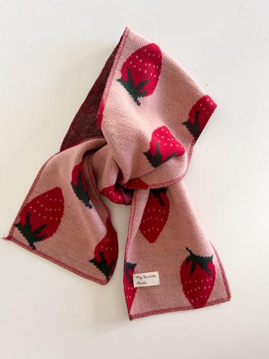 Toddler Strawberry Knitted  Scarf