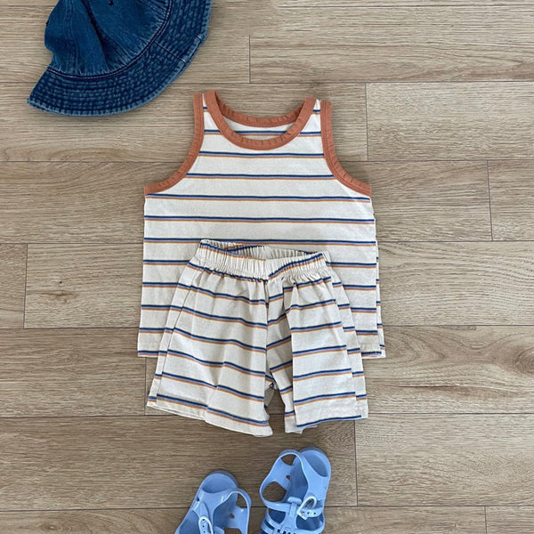 Toddler Stripe Tank Top and Shorts Set (1-5y) - Orange