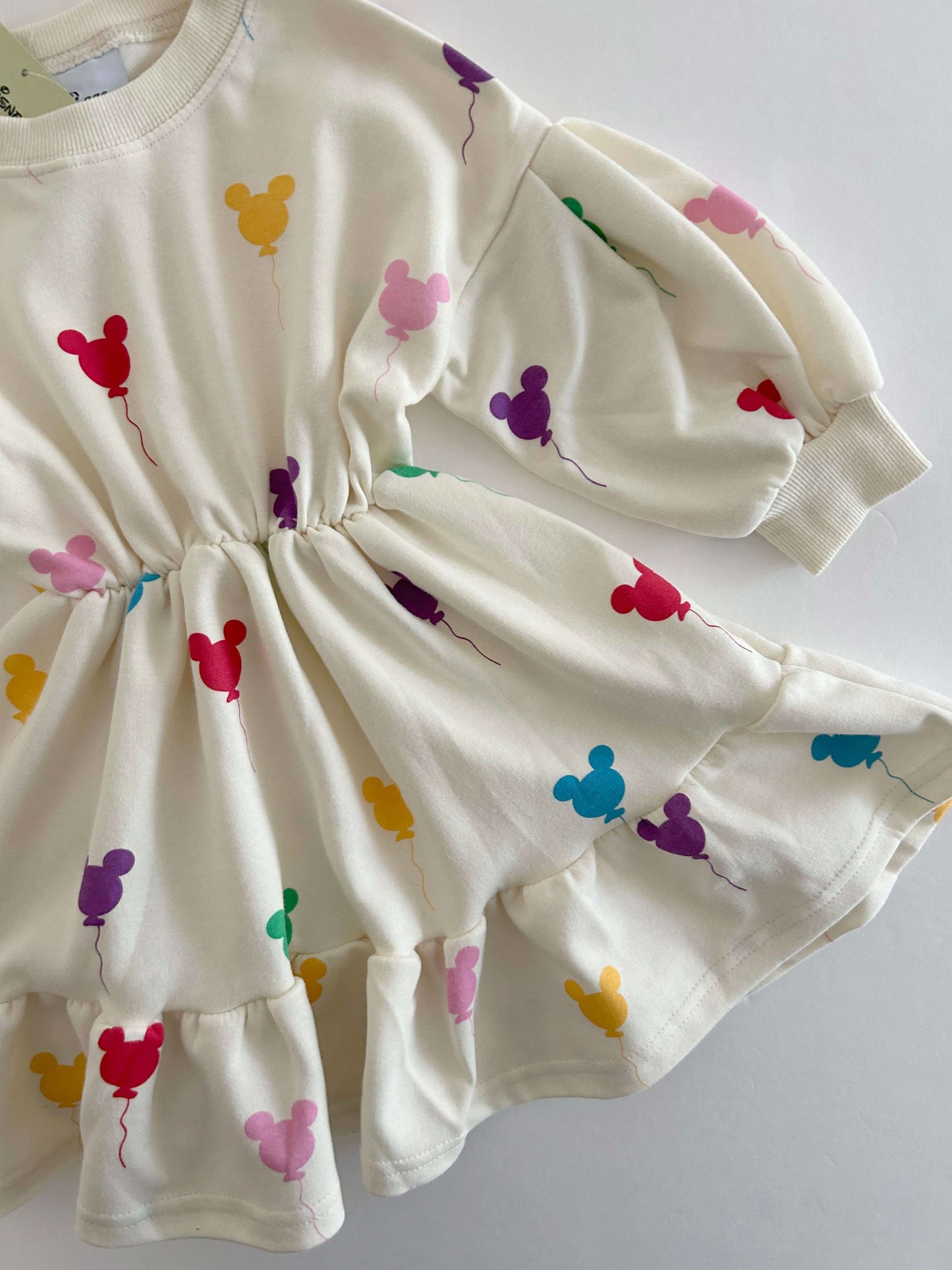 Toddler Balloon Print Long Sleeve Dress (15m-7y) -Cream - AT NOON STORE