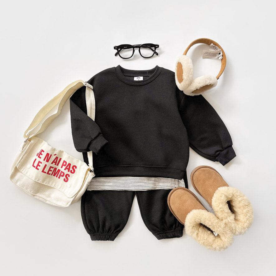 Kids Warm Brushed Fabric Basic Sweatshirt and Jogger Set (2-8y) - 8 Colors - AT NOON STORE