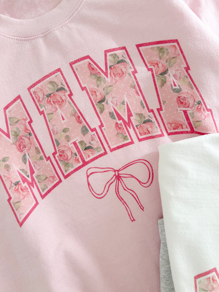 Women's Rose MAMA Bow Graphic Sweatshirt - 3 Colors