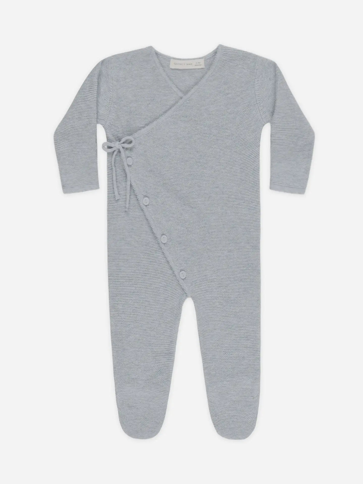 Baby Quincy Mae Wrap Knit Footie Heathered Dusty Blue (3-12m) - Dusty Blue