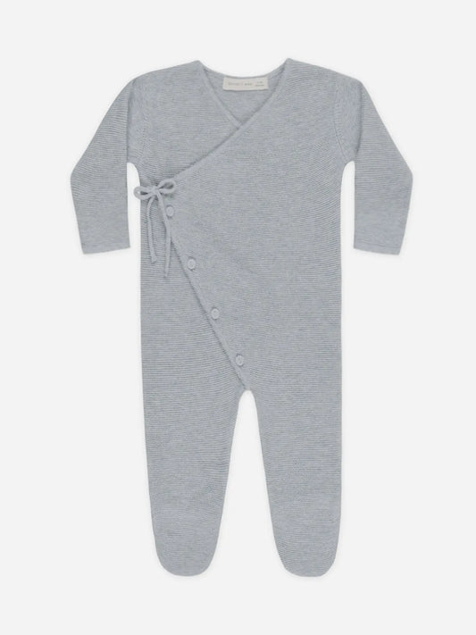 Baby Quincy Mae Wrap Knit Footie Heathered Dusty Blue (3-12m) - Dusty Blue