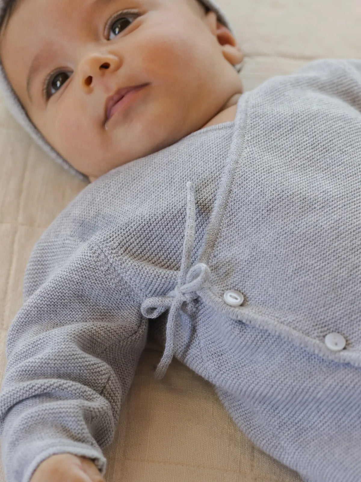Baby Quincy Mae Wrap Knit Footie Heathered Dusty Blue (3-12m) - Dusty Blue