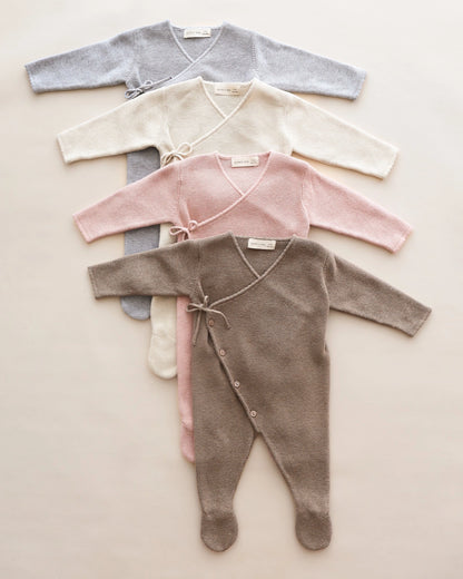 Baby Quincy Mae Wrap Knit Footie Heathered Rose (3-12m) - Rose