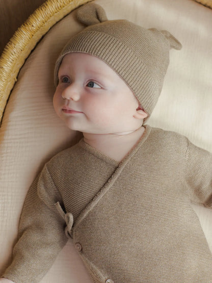 Baby Quincy Mae Wrap Knit Footie Heathered Mocha (3-12m) - Mocha